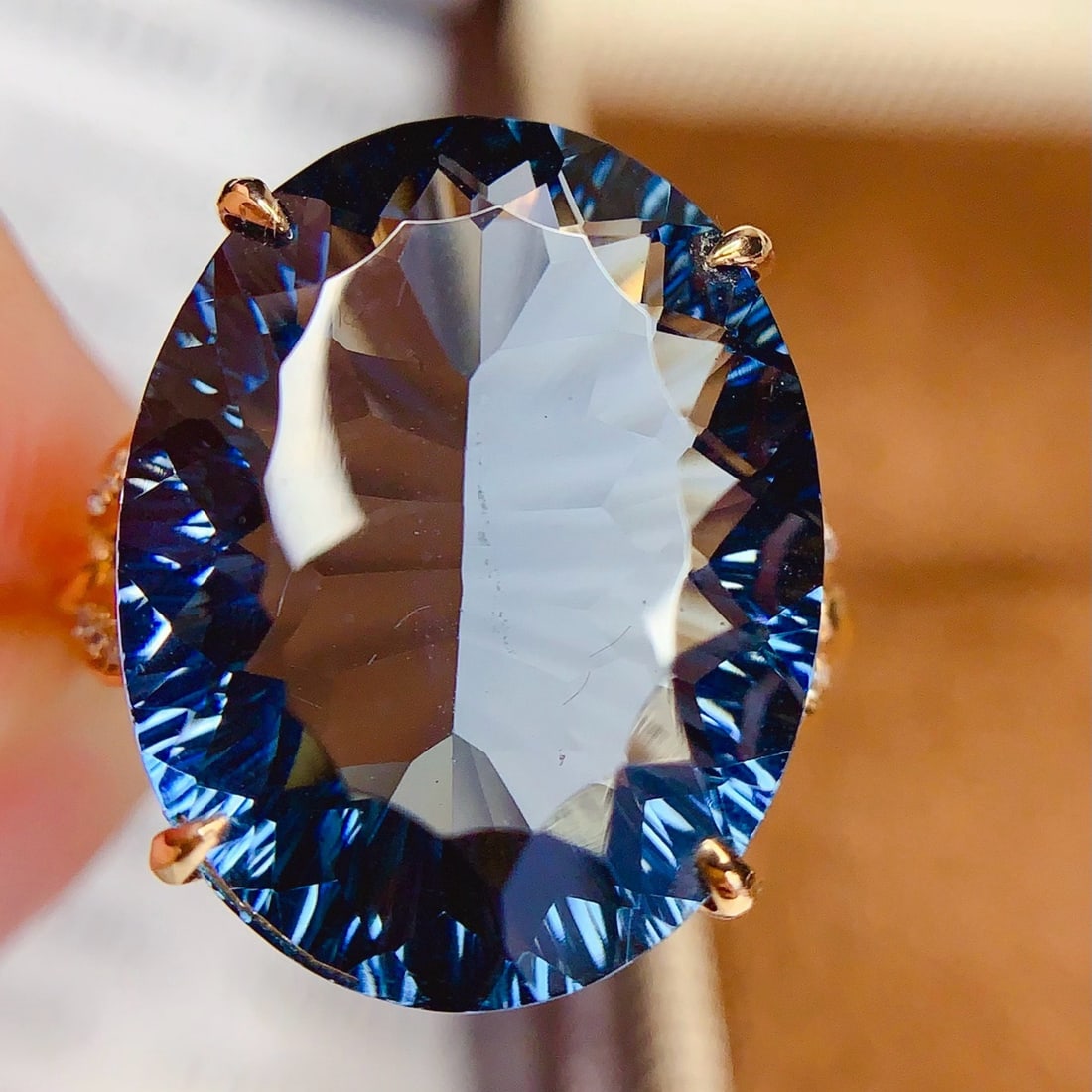 14k Gold 14 Ct Natural Topaz & Diamond Ring - 6