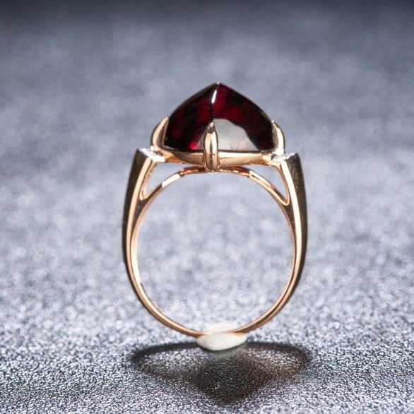 14k Gold 9.88 Ct Natural Garnet & Diamond Ring - 8