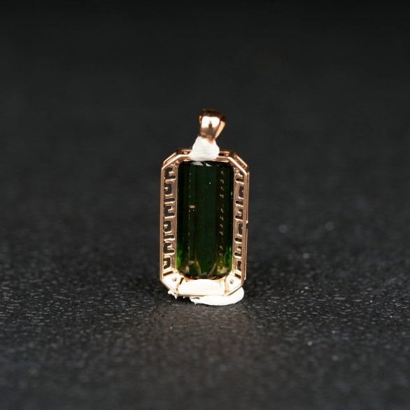 14k Gold 5.25 Ct Natural Tourmaline & Diamond Pendant( Without Chain ) - 5