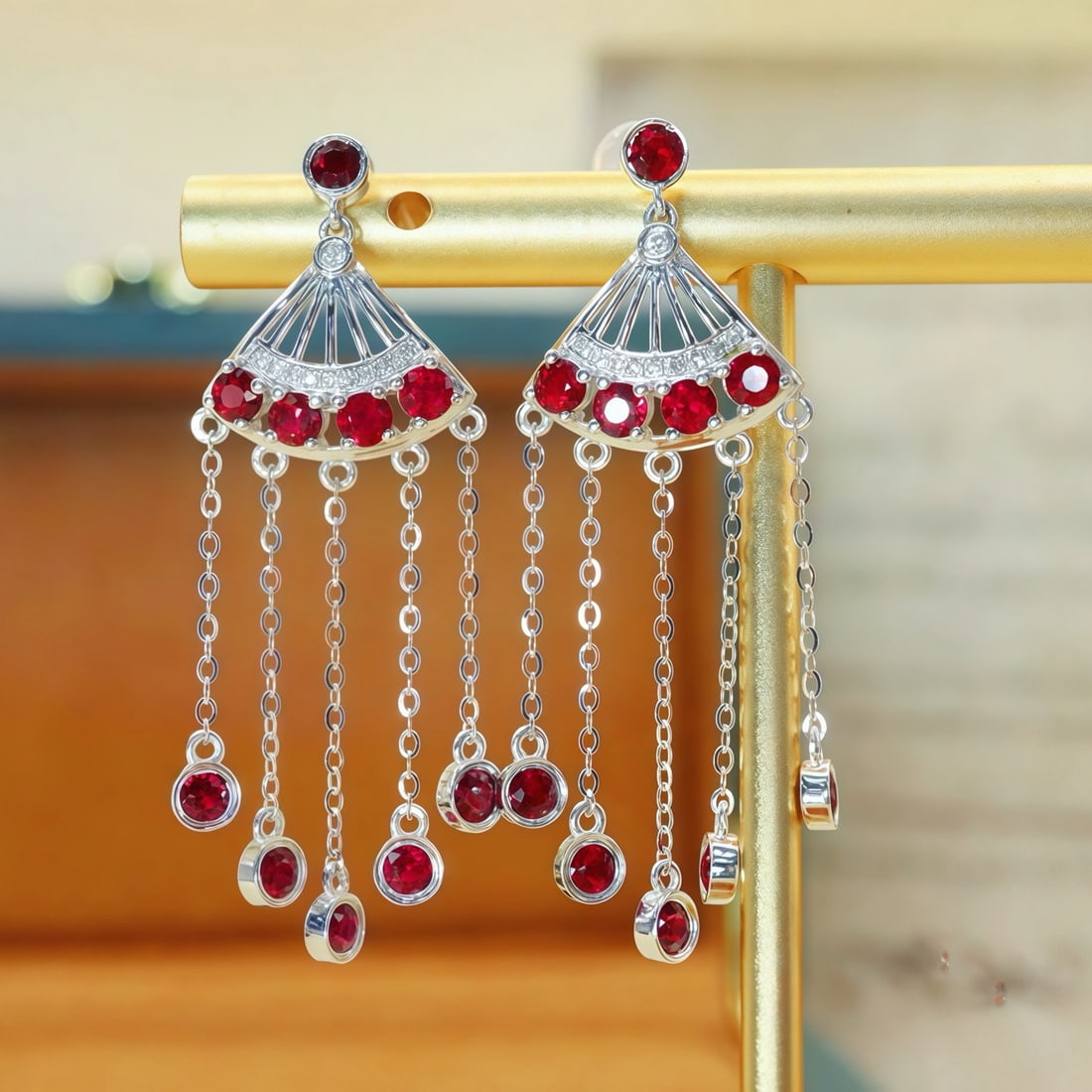 14k Gold 1.82 Ctw Natural Ruby & Diamond Earrings: Ref:231194431 // gold content:14k gold // main gemstone:ruby // shape:round // carat weight:1. 75ct // color:red // treatment:natural // cut grade:g // // adjacent gemstone 2 : diamond // number of st