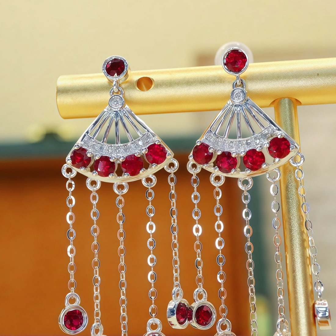 14k Gold 1.82 Ctw Natural Ruby & Diamond Earrings - 3