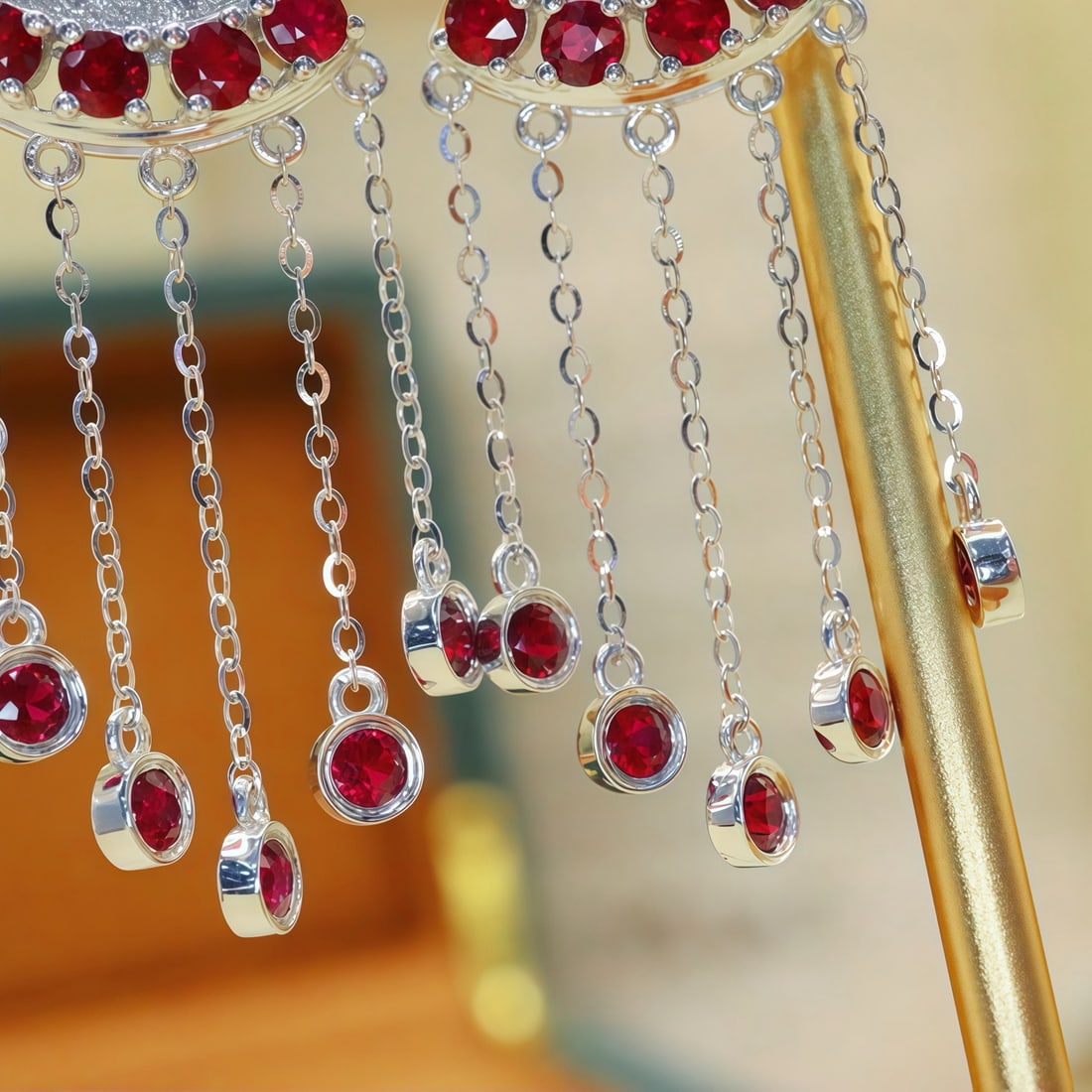 14k Gold 1.82 Ctw Natural Ruby & Diamond Earrings - 4