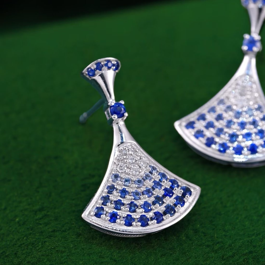 14k Gold 0.77 Ctw Natural Sapphire & Diamond Earrings - 2