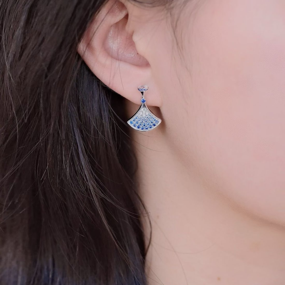 14k Gold 0.77 Ctw Natural Sapphire & Diamond Earrings - 3
