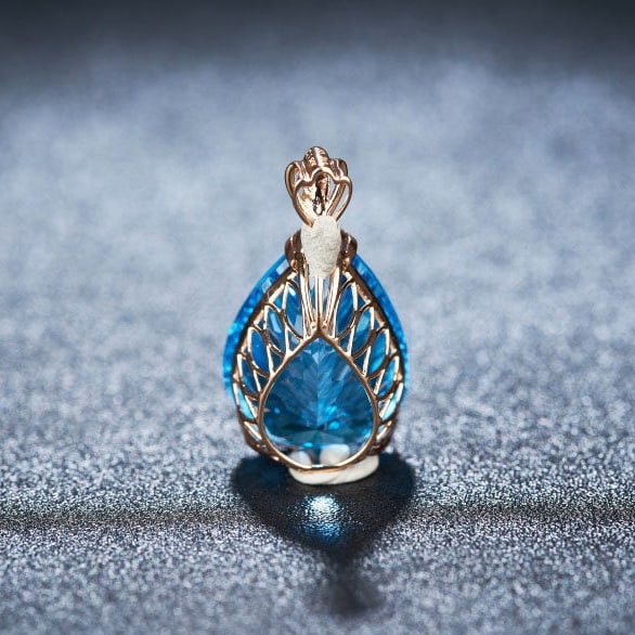 14k Gold 20.2 Ct Natural Topaz & Diamond Pendant( Without Chain ) - 5