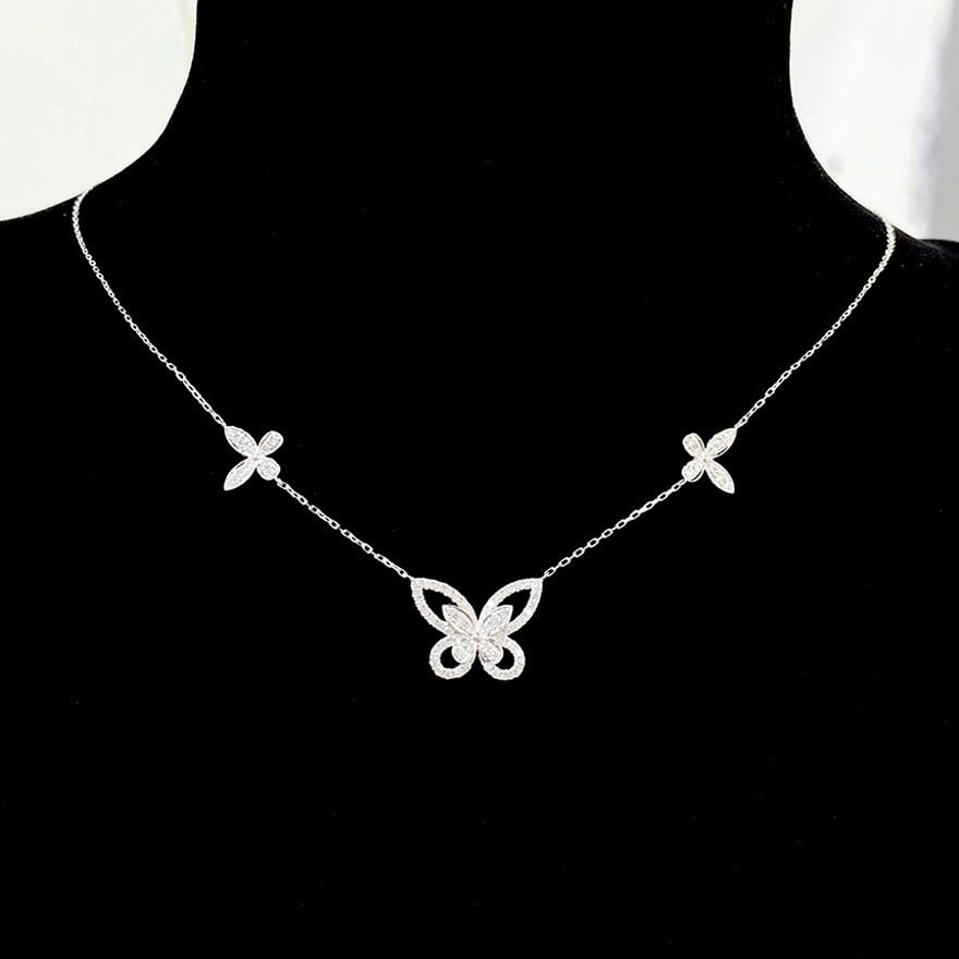 14k Gold 0.4 Ct Natural H Diamond & Butterfly Necklace: Ref:231195048 // gold content:14k gold // main gemstone:diamond // shape:round // carat weight:0. 4ct // clarity grade:vs-si // color:h // treatment:natural // cut grade:g // Condition: New Low Estima