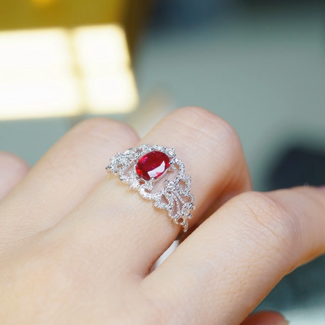 14k Gold 1.04 Ctw Natural Ruby & Diamond Ring - 5