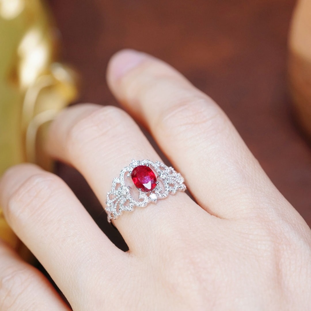 14k Gold 1.04 Ctw Natural Ruby & Diamond Ring - 7