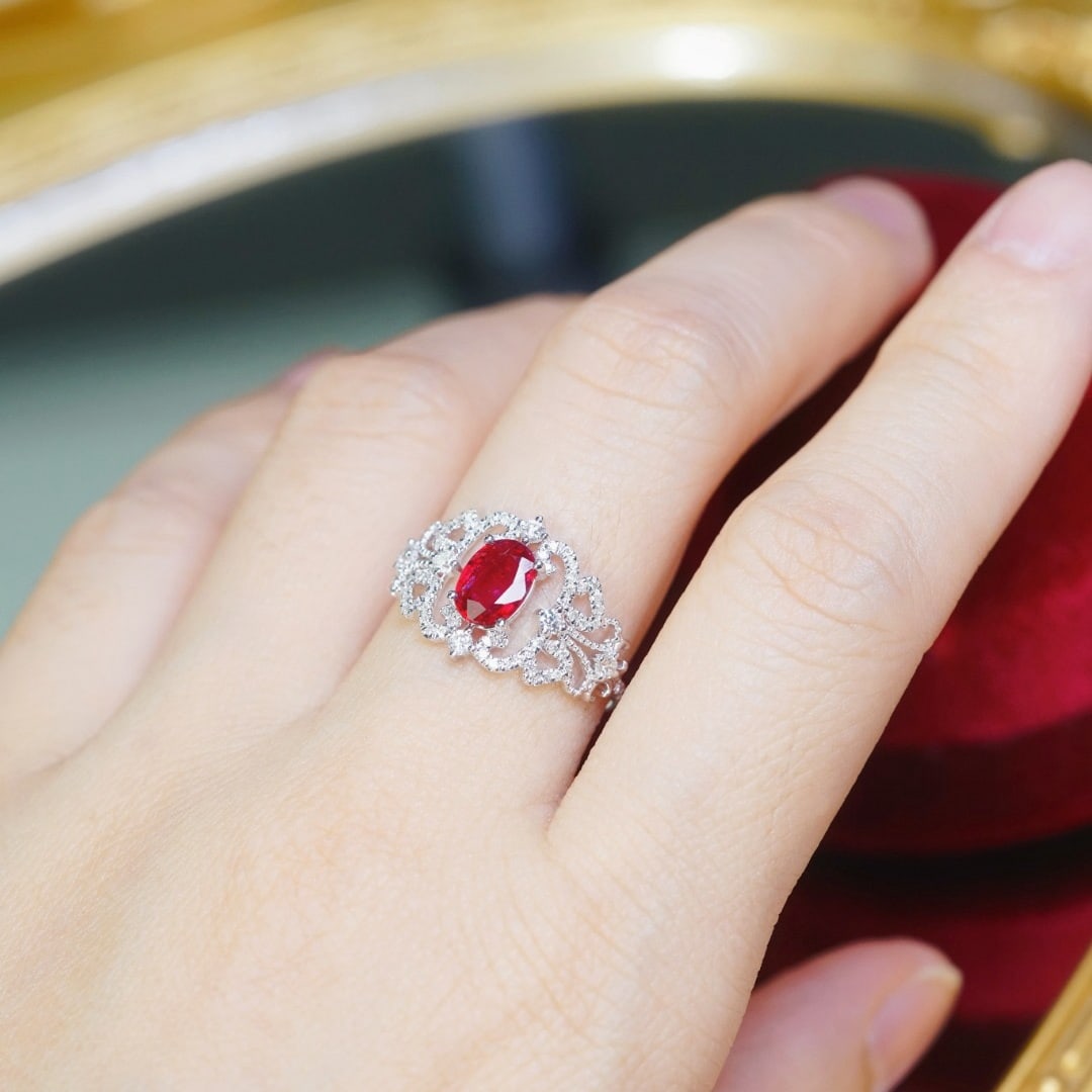 14k Gold 1.04 Ctw Natural Ruby & Diamond Ring - 9