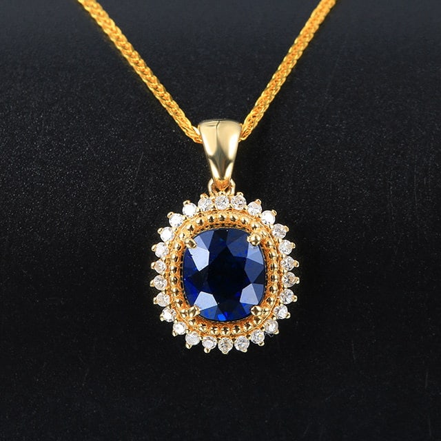 14k Gold 1.61 Ctw Natural Sapphire & Diamond Pendant( Without Chain ): Ref:231195160 // gold content:14k gold // main gemstone:sapphire // shape:oval // carat weight:1. 4ct // color:blue // treatment:natural // // adjacent gemstone 2 : diamond // shape:round // carat