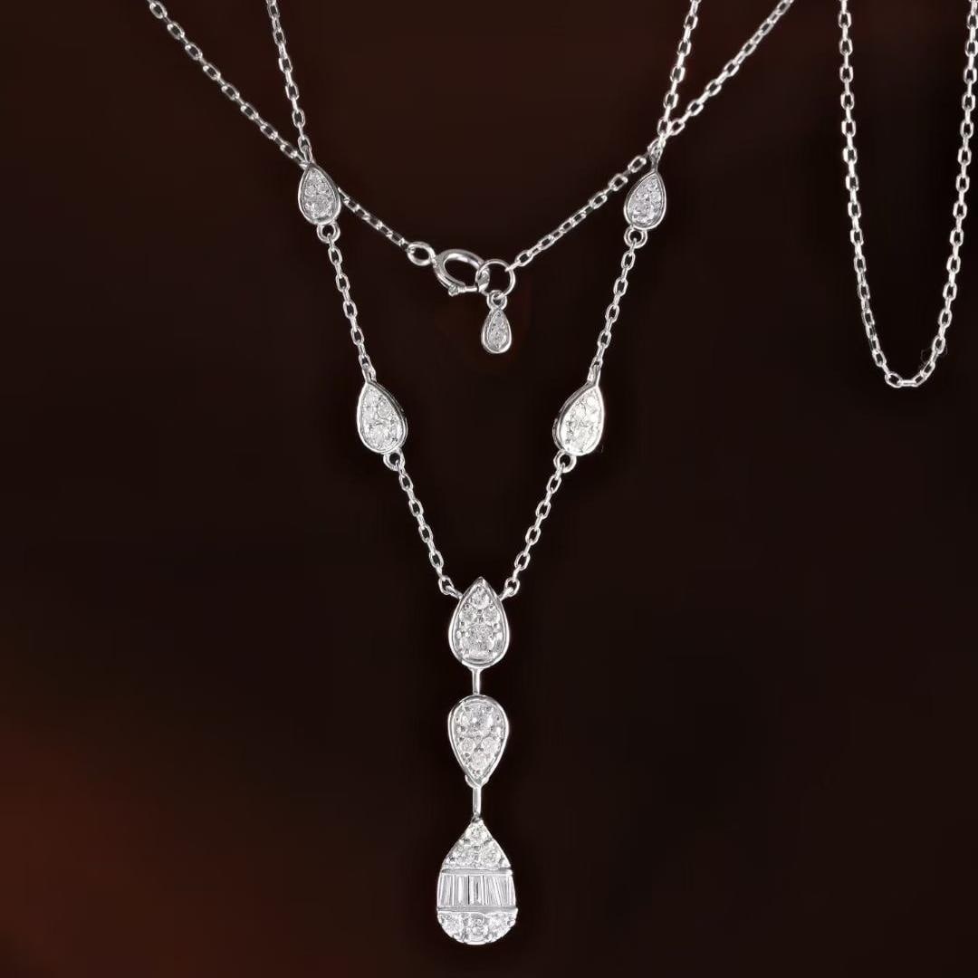 14k Gold 0.72 Ct Natural H Diamond Necklace: Ref:231196090 // gold content:14k gold // main gemstone:diamond // shape:multiple // carat weight:0. 72ct // clarity grade:vs-si // color:h // treatment:natural // Condition: New Low Estimate: 2900.00