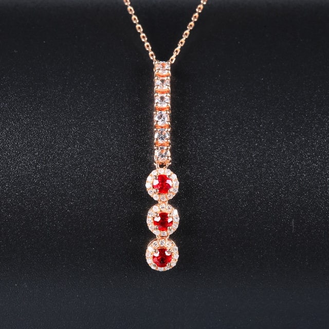 14k Gold 0.31 Ctw Natural Ruby & Diamond Necklace: Ref:231196319 // gold content:14k gold // main gemstone:ruby // shape:round // carat weight:0. 2ct // color:red // treatment:natural // cut grade:g // // adjacent gemstone 2 : diamond // shape:round