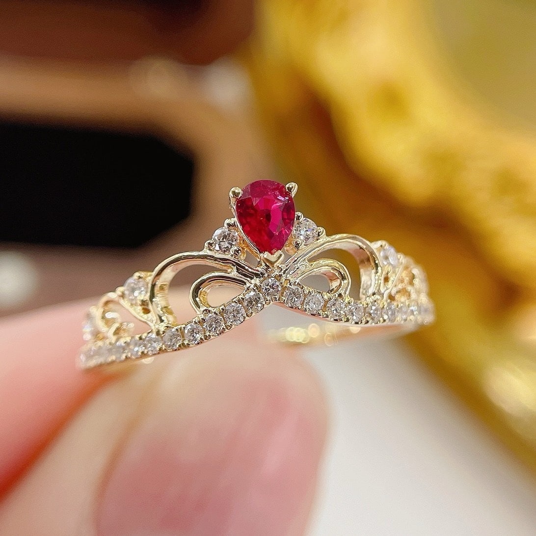 14k Gold 0.34 Ctw Natural Ruby & Diamond Ring - 3