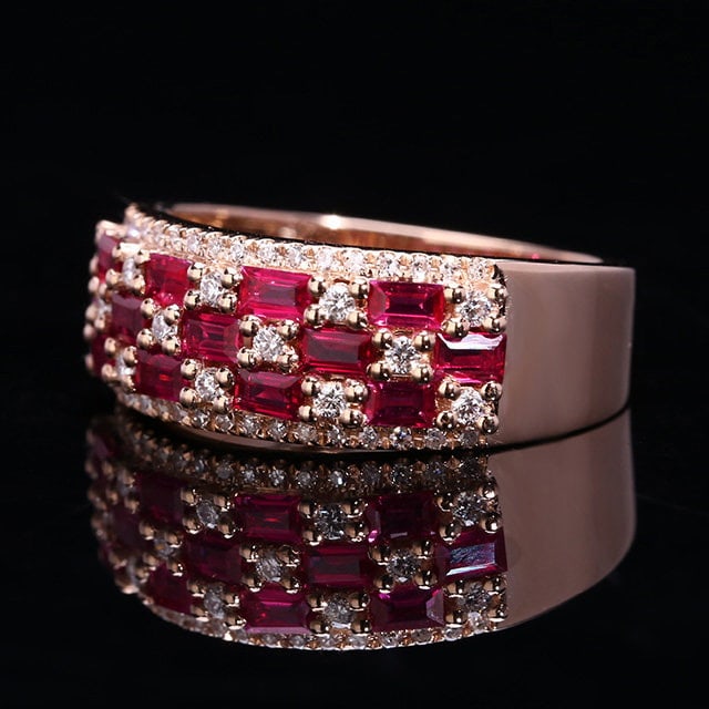 14k Gold 0.99 Ctw Natural Ruby & Diamond Ring - 2