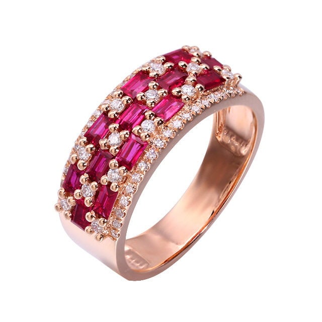 14k Gold 0.99 Ctw Natural Ruby & Diamond Ring - 5