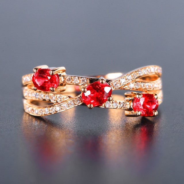 14k Gold 0.97 Ctw Natural Ruby & Diamond Ring: Ref:231196318 // gold content:14k gold // ring size:7. 25us // // main gemstone:ruby // shape:oval // carat weight:0. 82ct // color:red // treatment:natural // // adjacent gemstone 2 : diamond // numb
