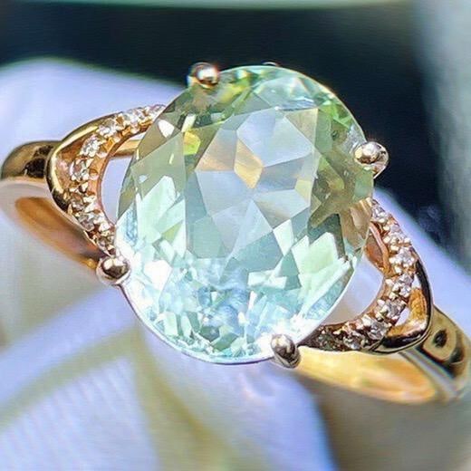 14k Gold 4 Ct Natural Tourmaline & Diamond Ring: Ref:231196352 // gold content:14k gold // ring size:7. 25us // // main gemstone:tourmaline // shape:oval // carat weight:4ct // color:green // treatment:natural // // adjacent gemstone 2 : diamond //