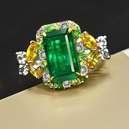 14k Gold 2.12 Ctw Natural Emerald & Diamond Ring - 3
