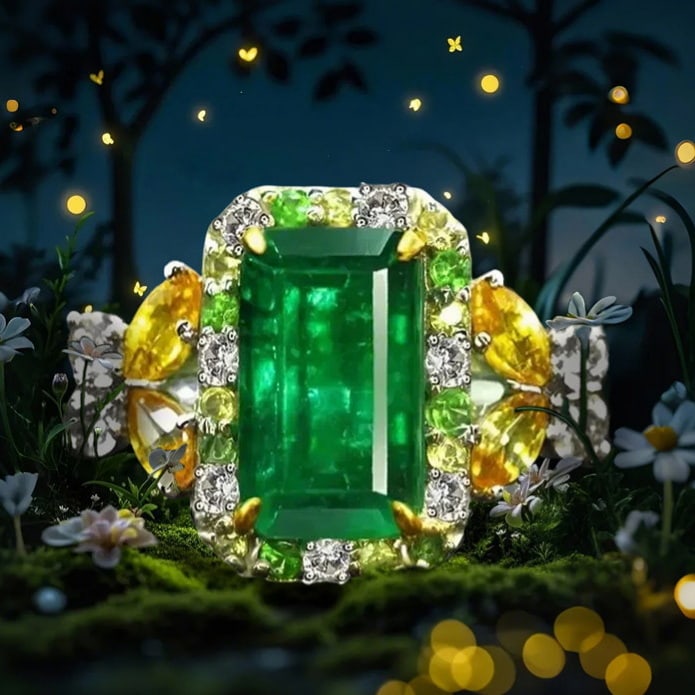 14k Gold 2.12 Ctw Natural Emerald & Diamond Ring - 5