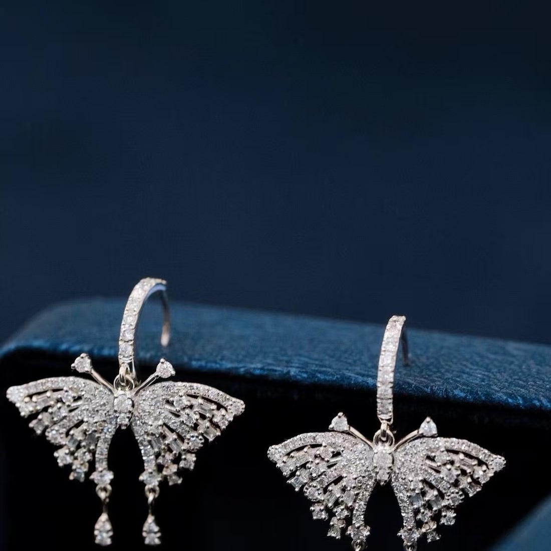 14k Gold 1.36 Ct Natural H Diamond & Butterfly Earrings - 4