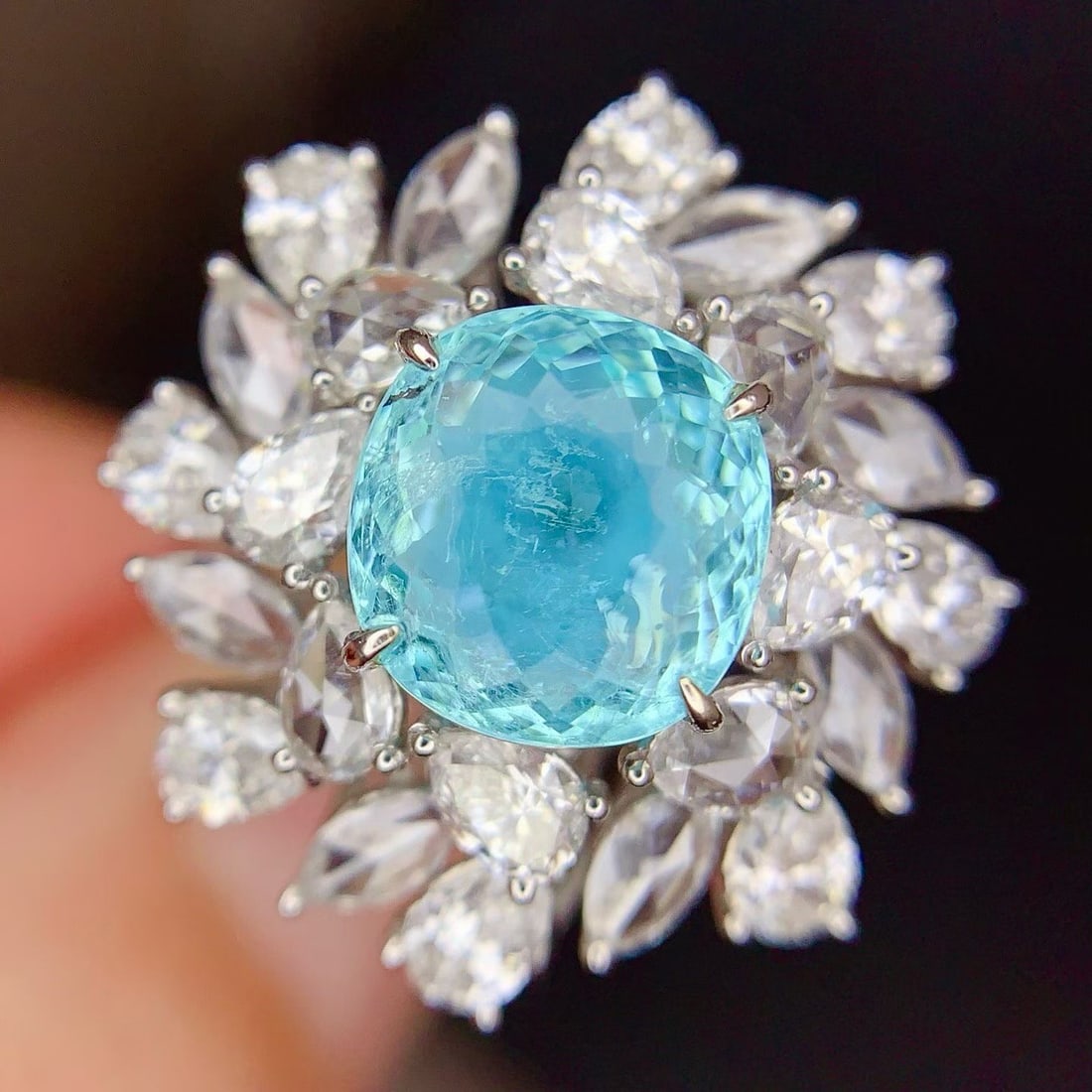 14k Gold 2.38 Ct Natural Paraiba Tourmaline & Diamond Ring/pendant( Without Chain ) - 3