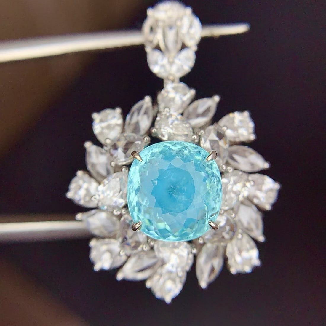 14k Gold 2.38 Ct Natural Paraiba Tourmaline & Diamond Ring/pendant( Without Chain ) - 4