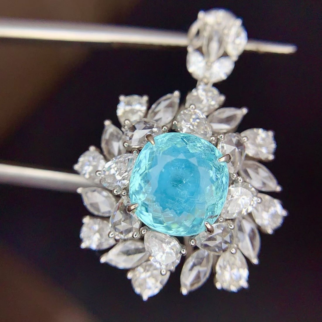 14k Gold 2.38 Ct Natural Paraiba Tourmaline & Diamond Ring/pendant( Without Chain ) - 5