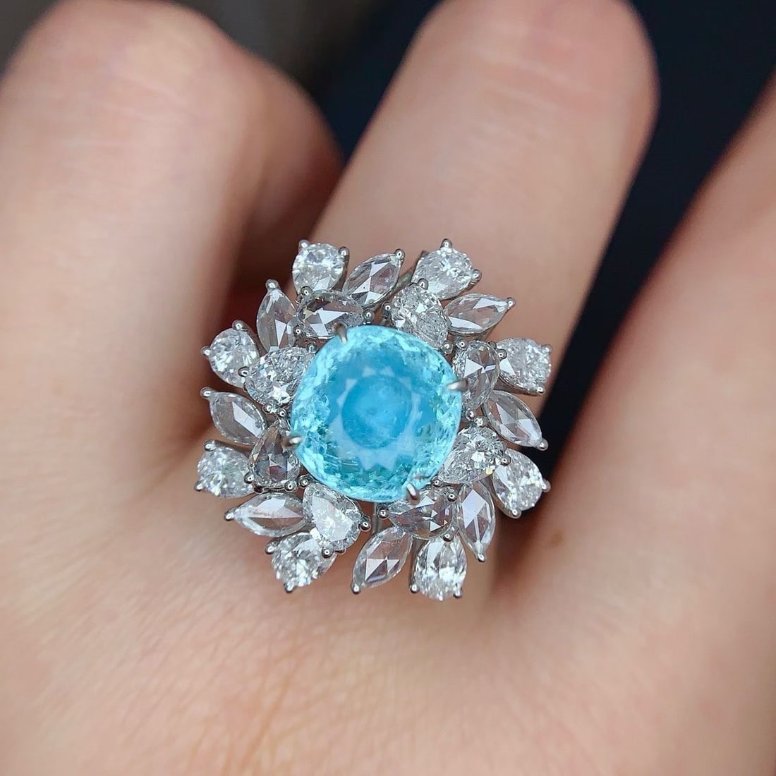 14k Gold 2.38 Ct Natural Paraiba Tourmaline & Diamond Ring/pendant( Without Chain ) - 6