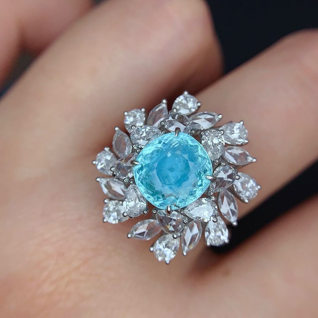 14k Gold 2.38 Ct Natural Paraiba Tourmaline & Diamond Ring/pendant( Without Chain ) - 7