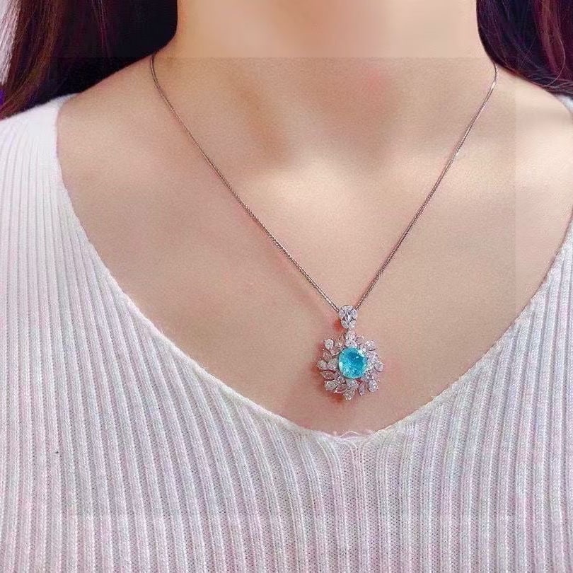 14k Gold 2.38 Ct Natural Paraiba Tourmaline & Diamond Ring/pendant( Without Chain ) - 8
