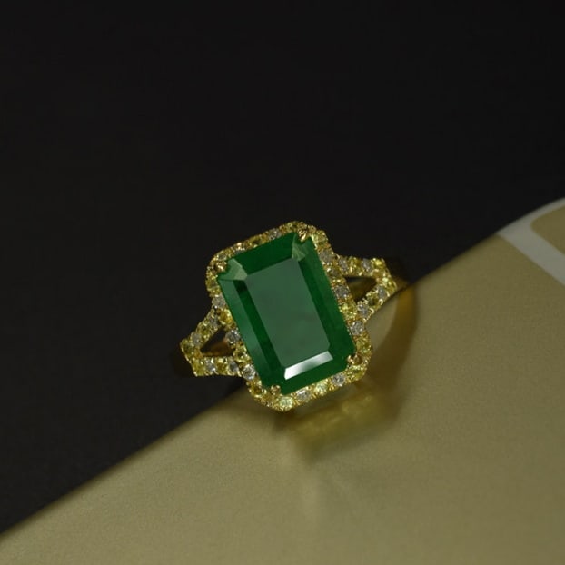 14k Gold 3.55 Ctw Natural Emerald & Diamond Ring - 4