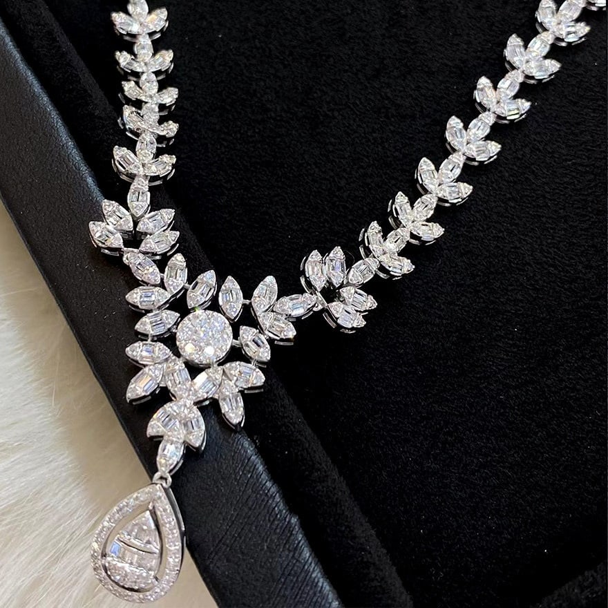 14k Gold 3.80 Ct Natural H Diamond Necklace - 6
