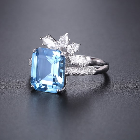 14k Gold 3.30 Ctw Natural Aquamarine & Diamond Ring - 3