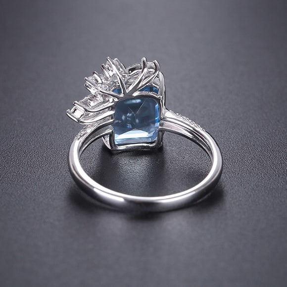 14k Gold 3.30 Ctw Natural Aquamarine & Diamond Ring - 4