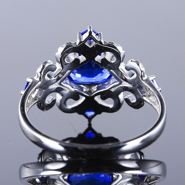 14k Gold 1.38 Ctw Natural Sapphire & Diamond Ring - 4