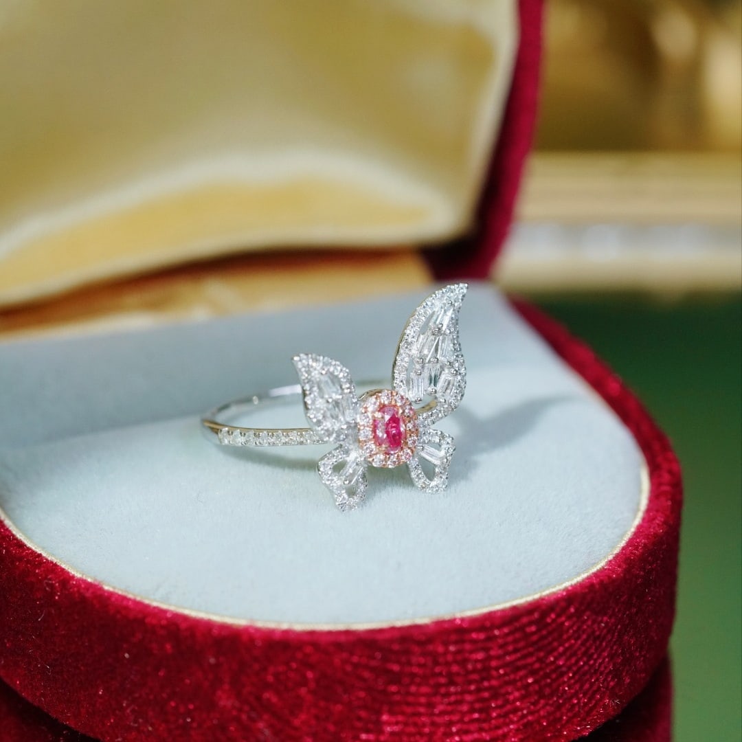 14k Gold 0.60 Ctw Natural Pink Diamond & Diamond Ring - 3