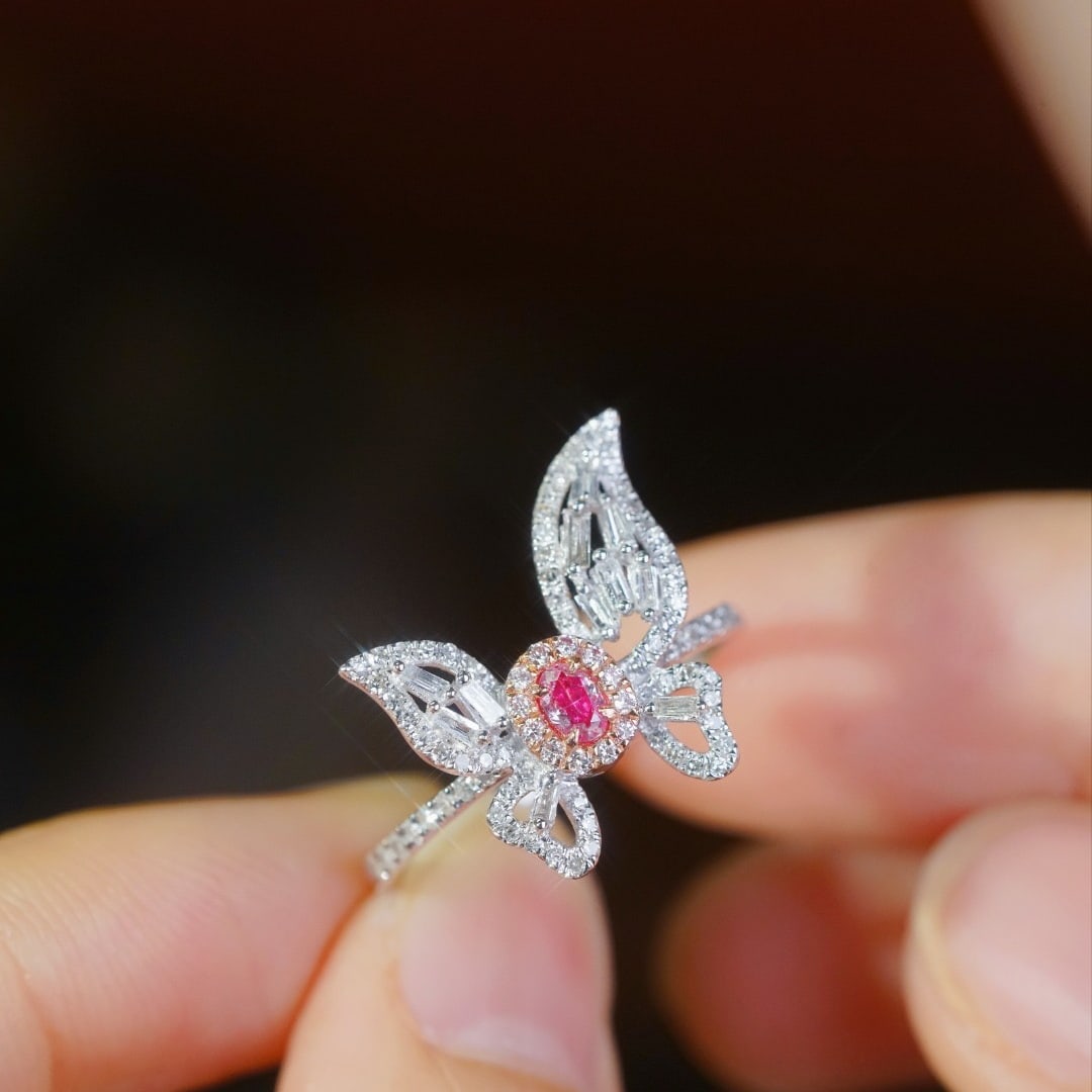 14k Gold 0.60 Ctw Natural Pink Diamond & Diamond Ring - 4