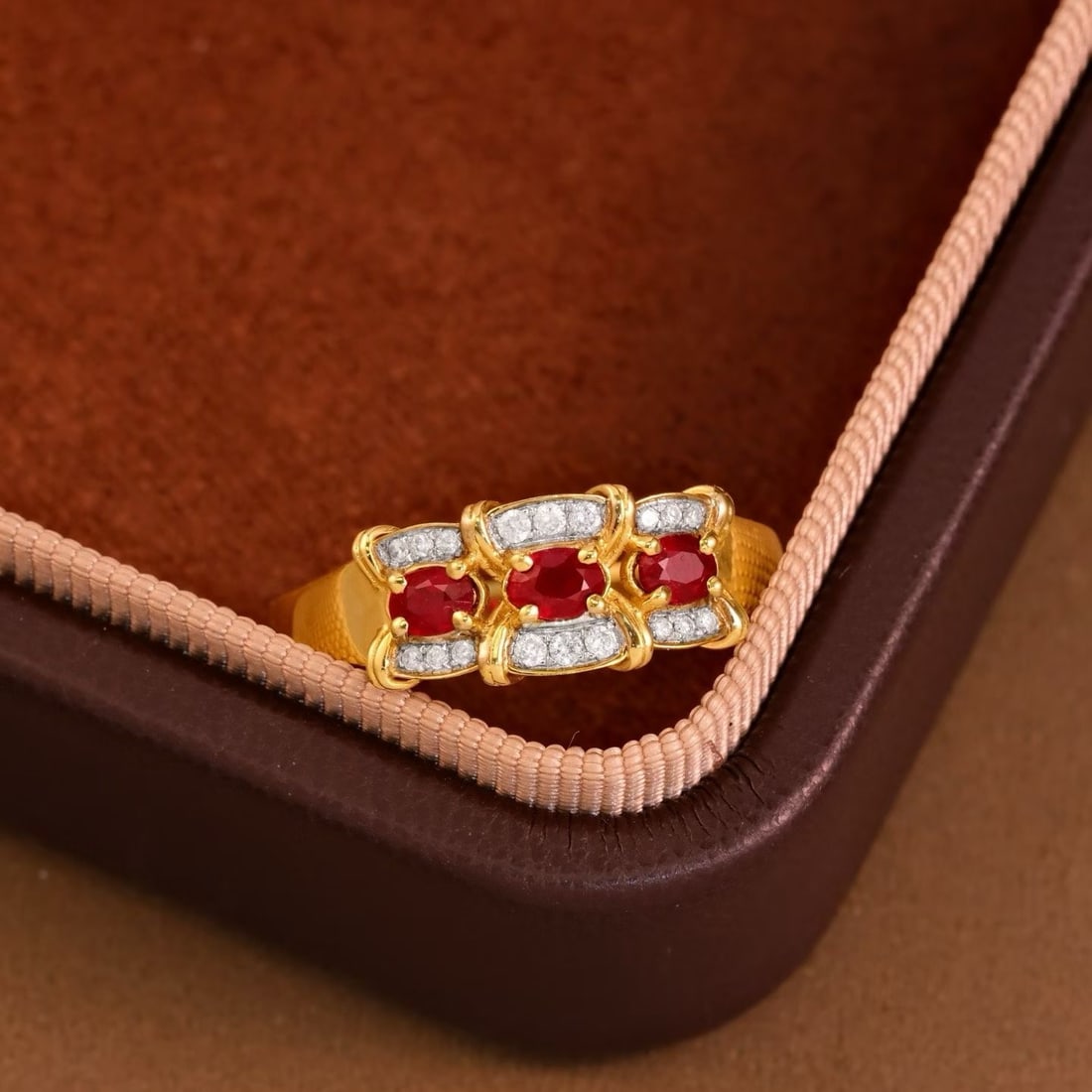 14k Gold 0.62 Ct Natural Ruby & Diamond Ring: Ref:231173103 // gold content:14k gold // ring size:7. 25us // // main gemstone:ruby & diamond // shape:oval & round // carat weight:0. 62ct // color:red & white // treatment:natural // Condition: