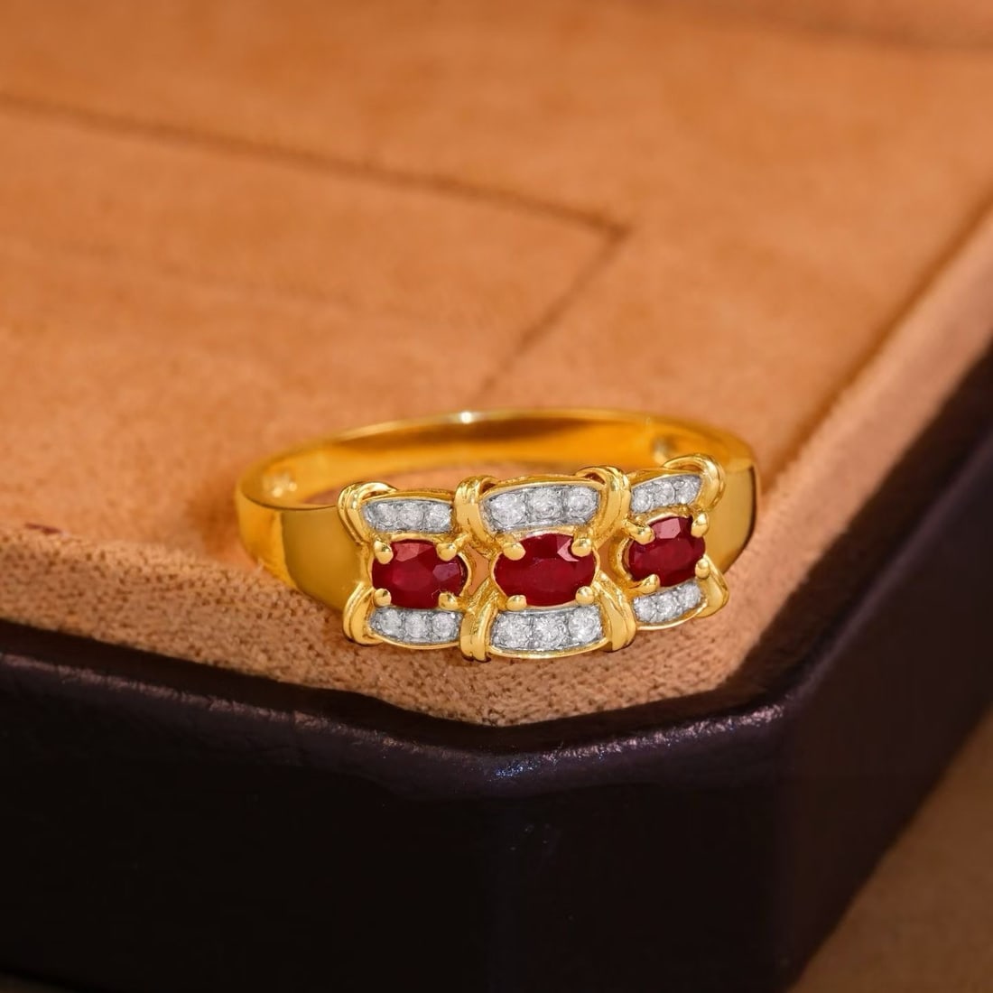 14k Gold 0.62 Ct Natural Ruby & Diamond Ring - 2