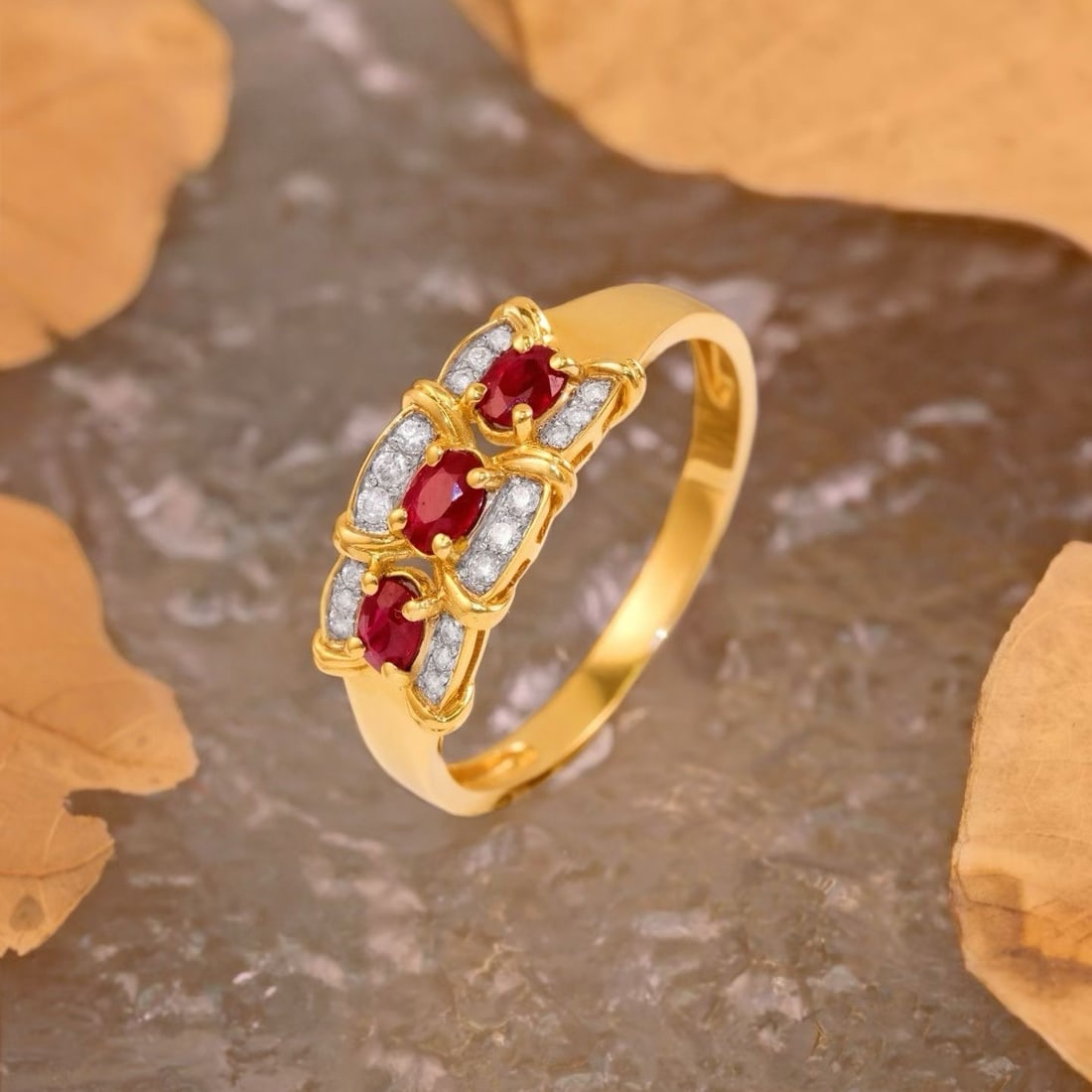 14k Gold 0.62 Ct Natural Ruby & Diamond Ring - 3