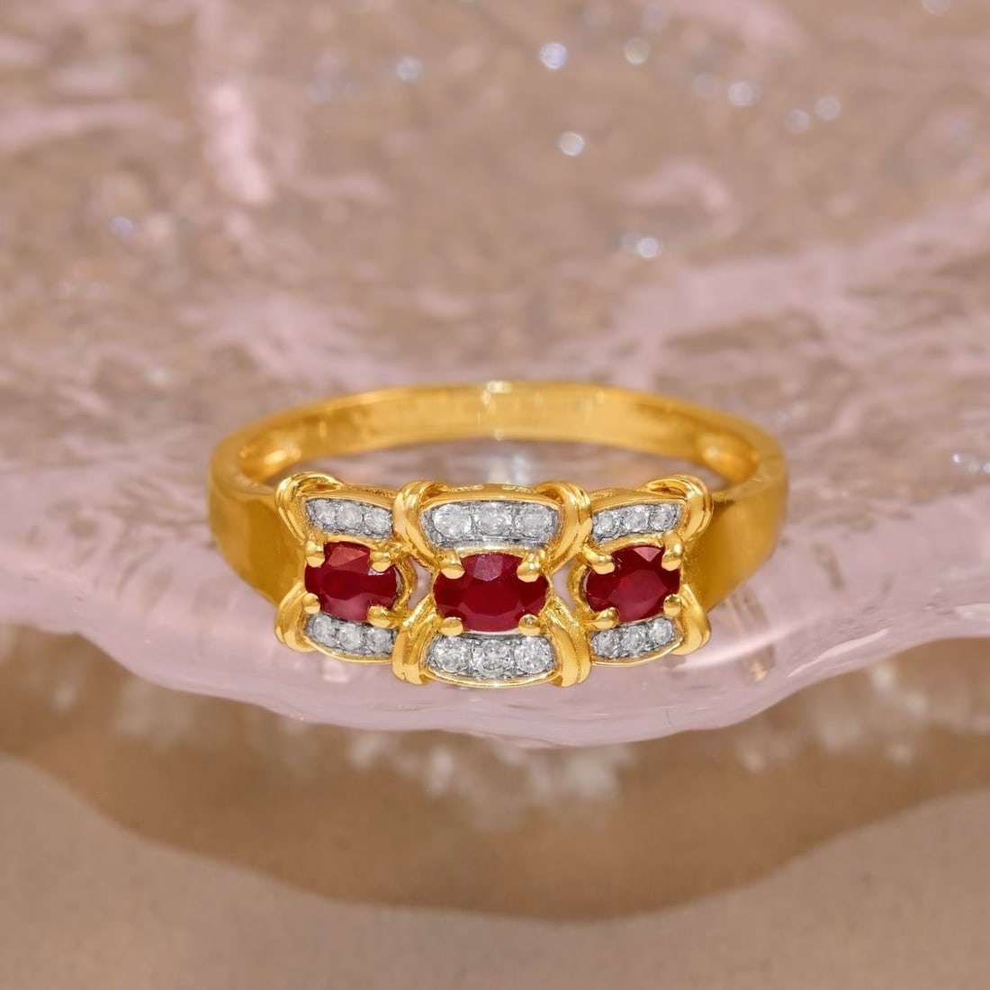 14k Gold 0.62 Ct Natural Ruby & Diamond Ring - 4