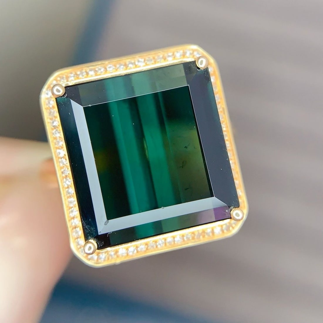 14k Gold 7.8 Ct Natural Tourmaline & Diamond Ring - 2