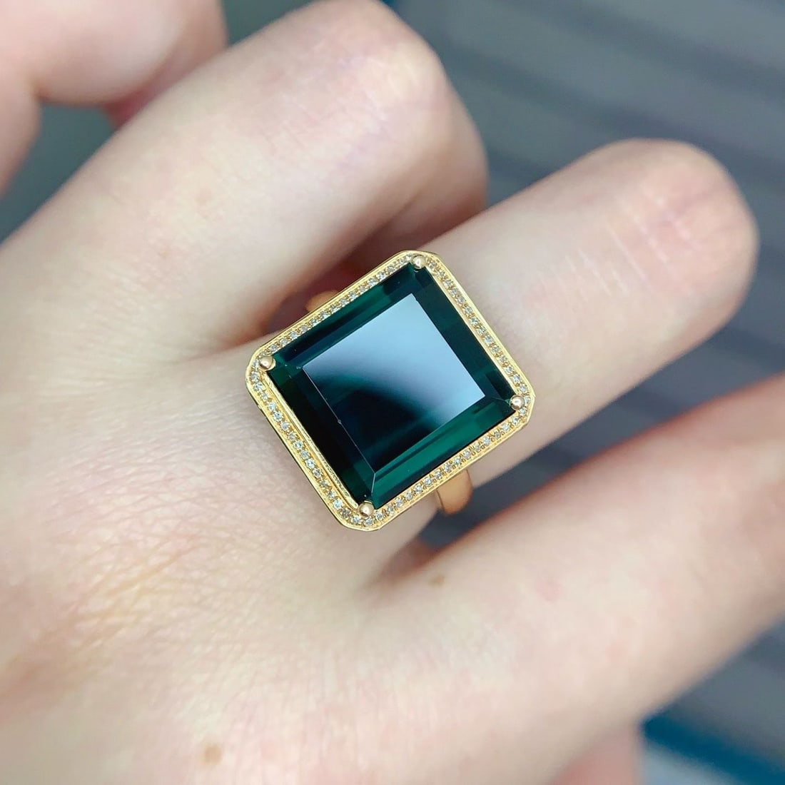 14k Gold 7.8 Ct Natural Tourmaline & Diamond Ring - 5