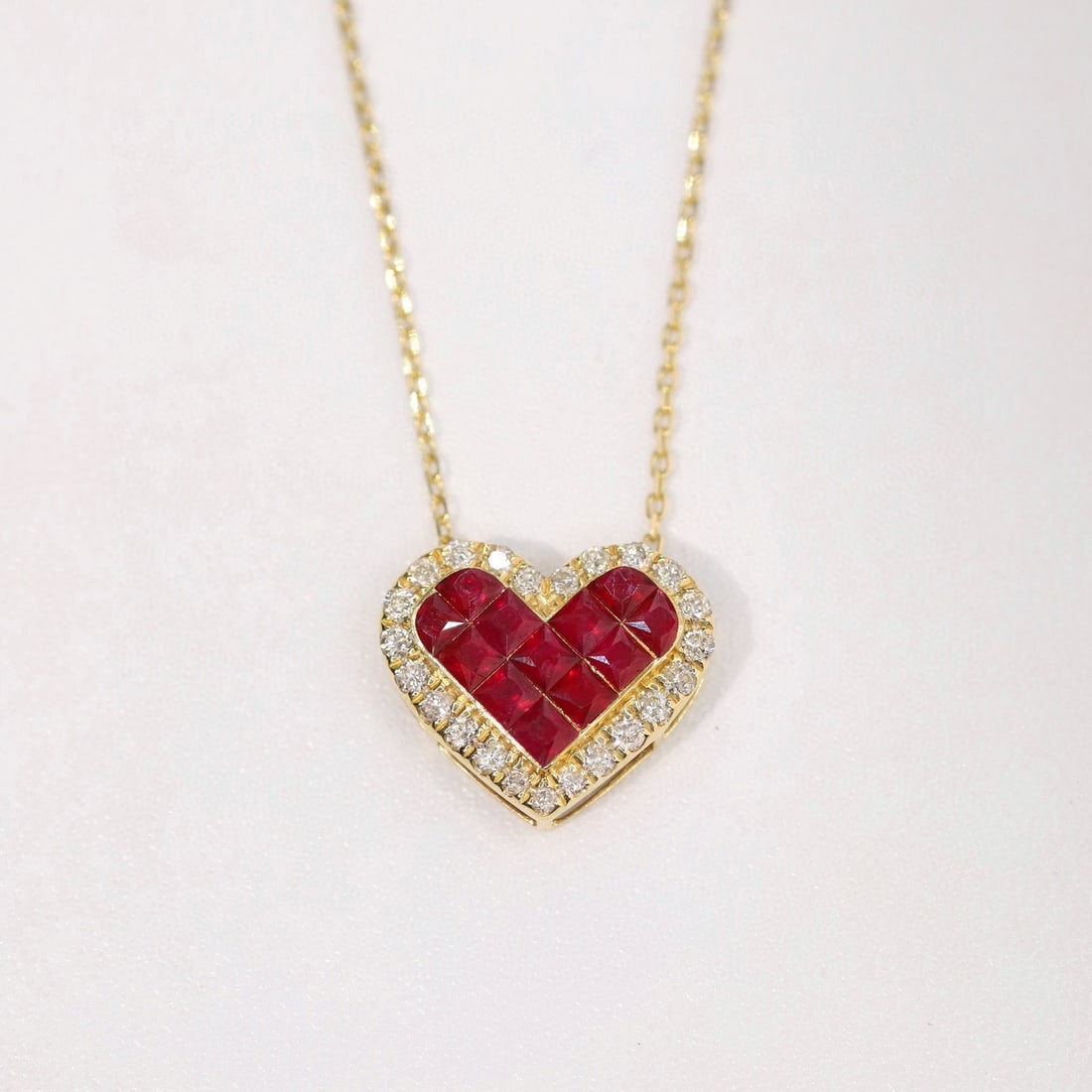 14k Gold 0.90 Ctw Natural Ruby & Diamond Necklace - 5