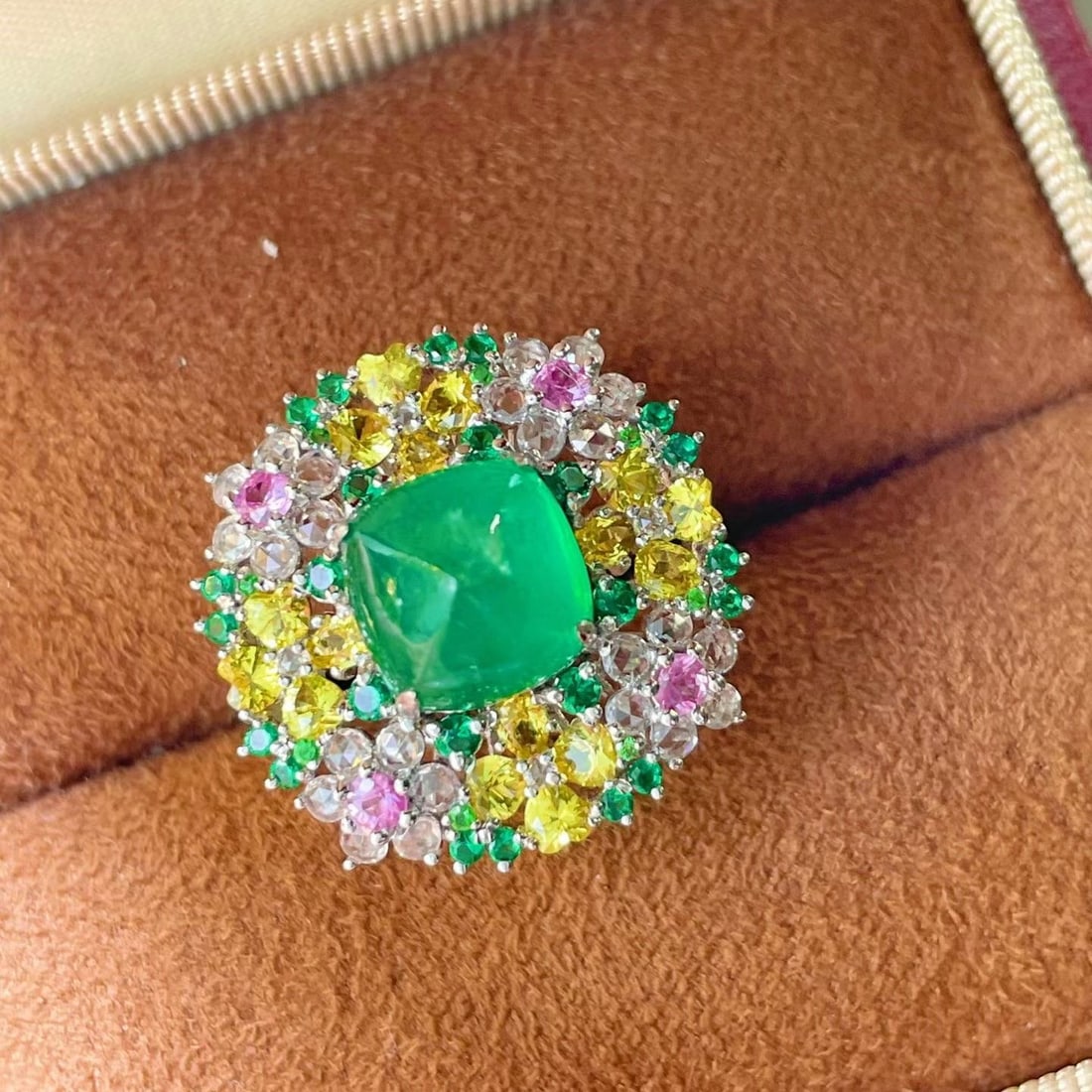 14k Gold 6.32 Ctw Natural Emerald & Coloured Gemstone Ring - 2