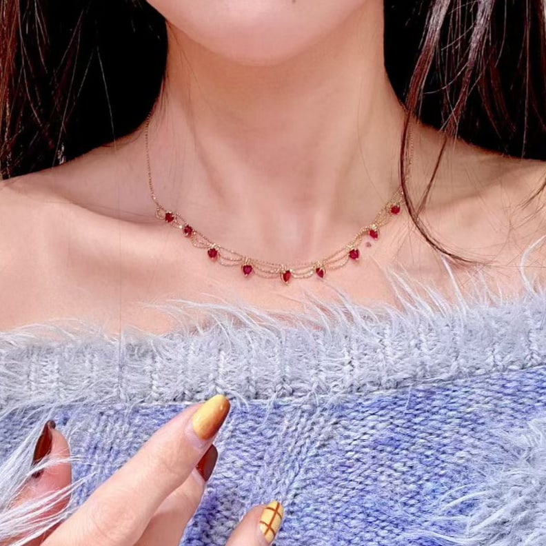14k Gold 3.05 Ct Natural Ruby Necklace - 2
