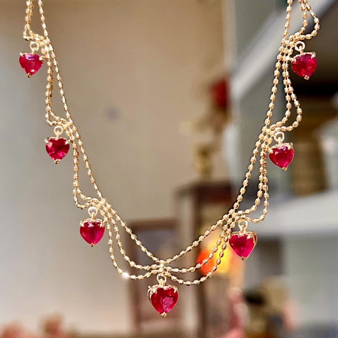 14k Gold 3.05 Ct Natural Ruby Necklace - 3