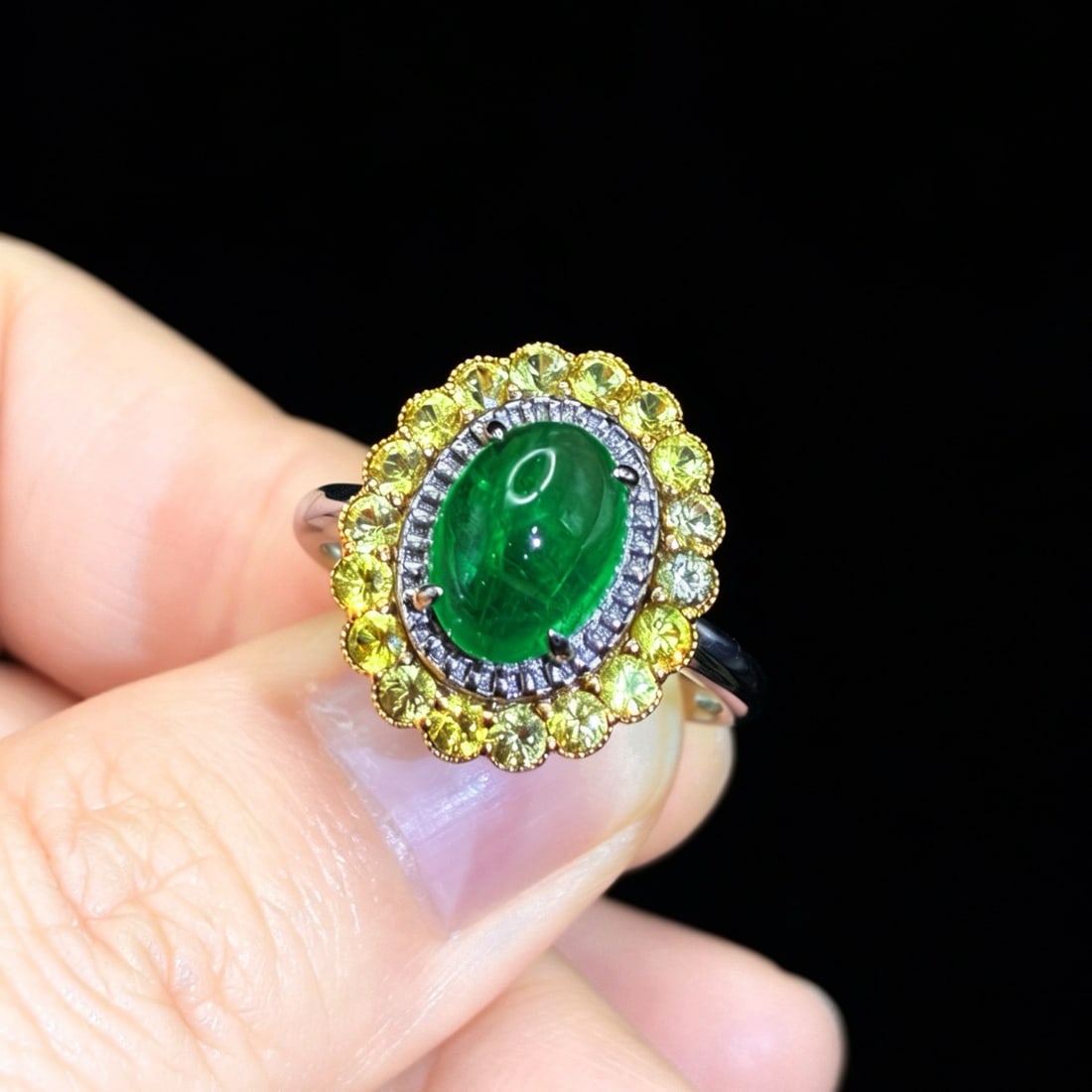14k Gold 2.56 Ctw Natural Emerald & Sapphire Ring - 3