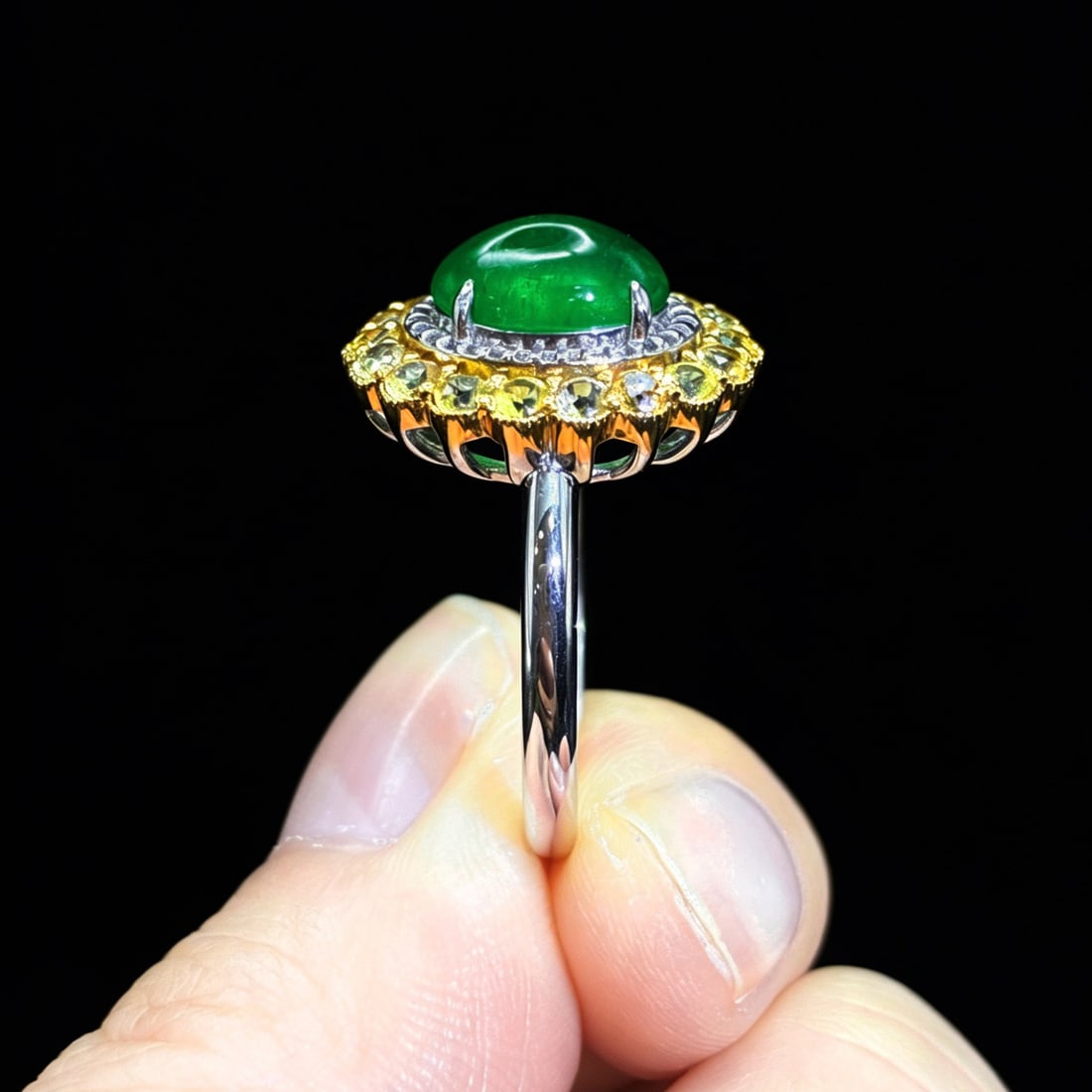 14k Gold 2.56 Ctw Natural Emerald & Sapphire Ring - 4
