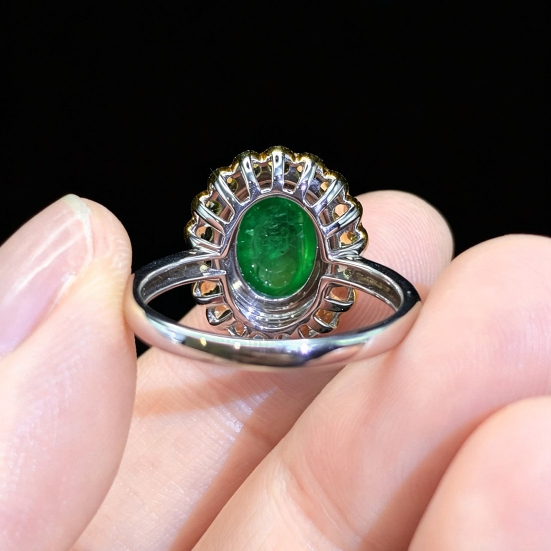 14k Gold 2.56 Ctw Natural Emerald & Sapphire Ring - 5